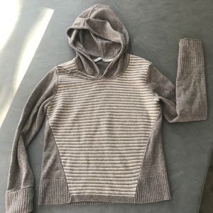 Athleta Striped Brown Merino Wool Hoodie Small